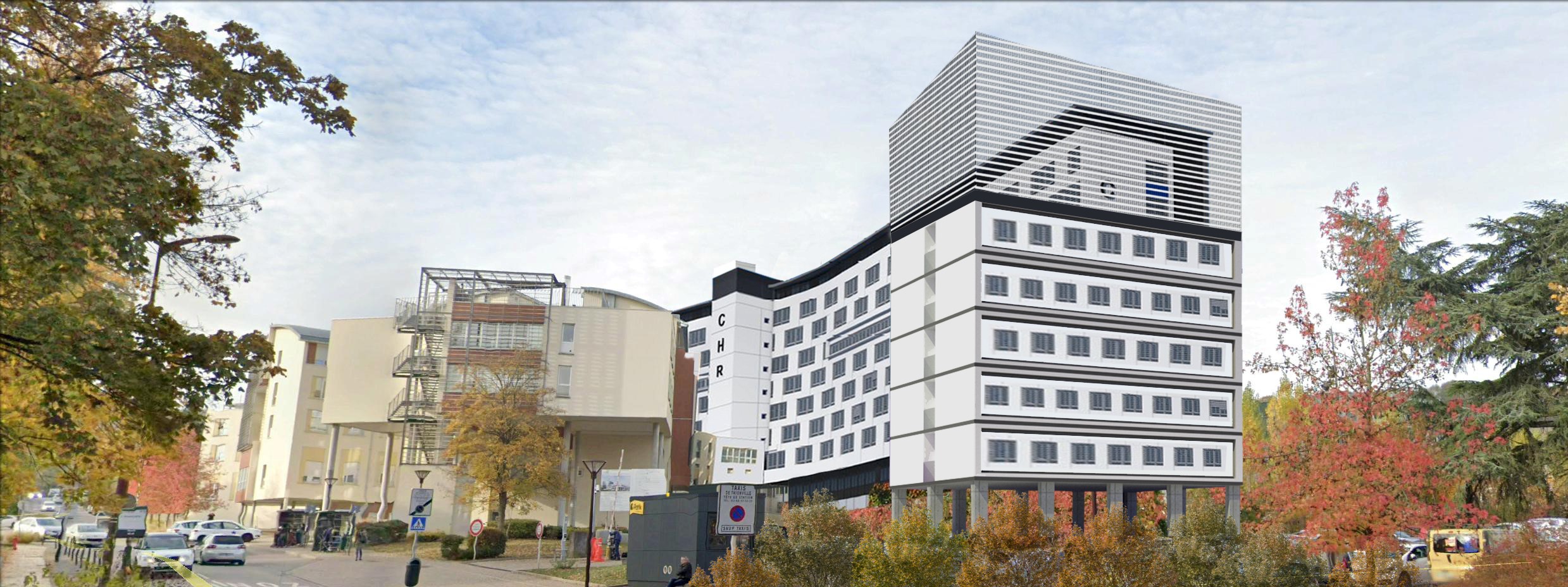 Projection du nouveau bâtiment de l'hôpital Bel Air