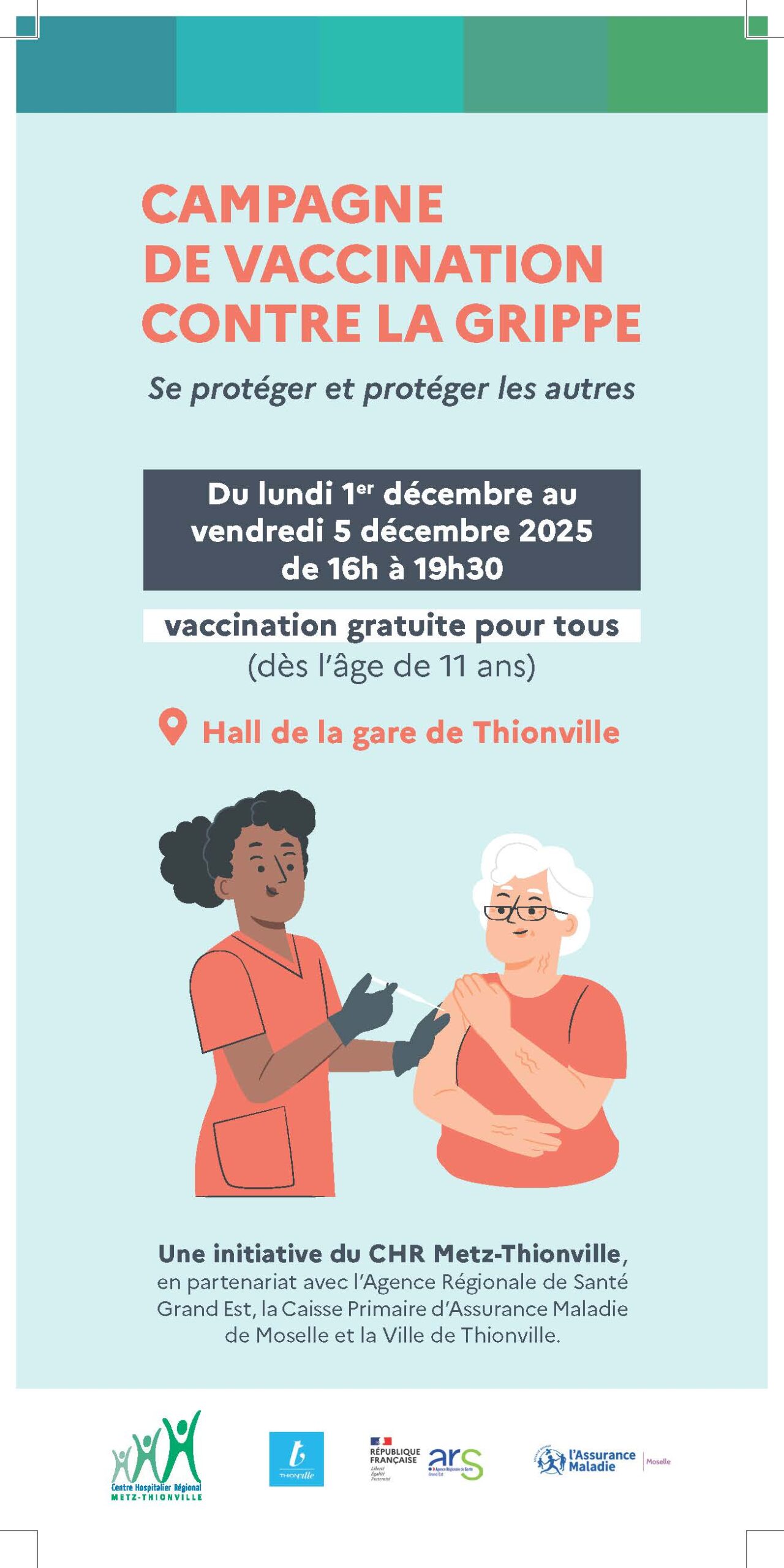 Action de vaccination contre la grippe à la gare SNCF de Thionville