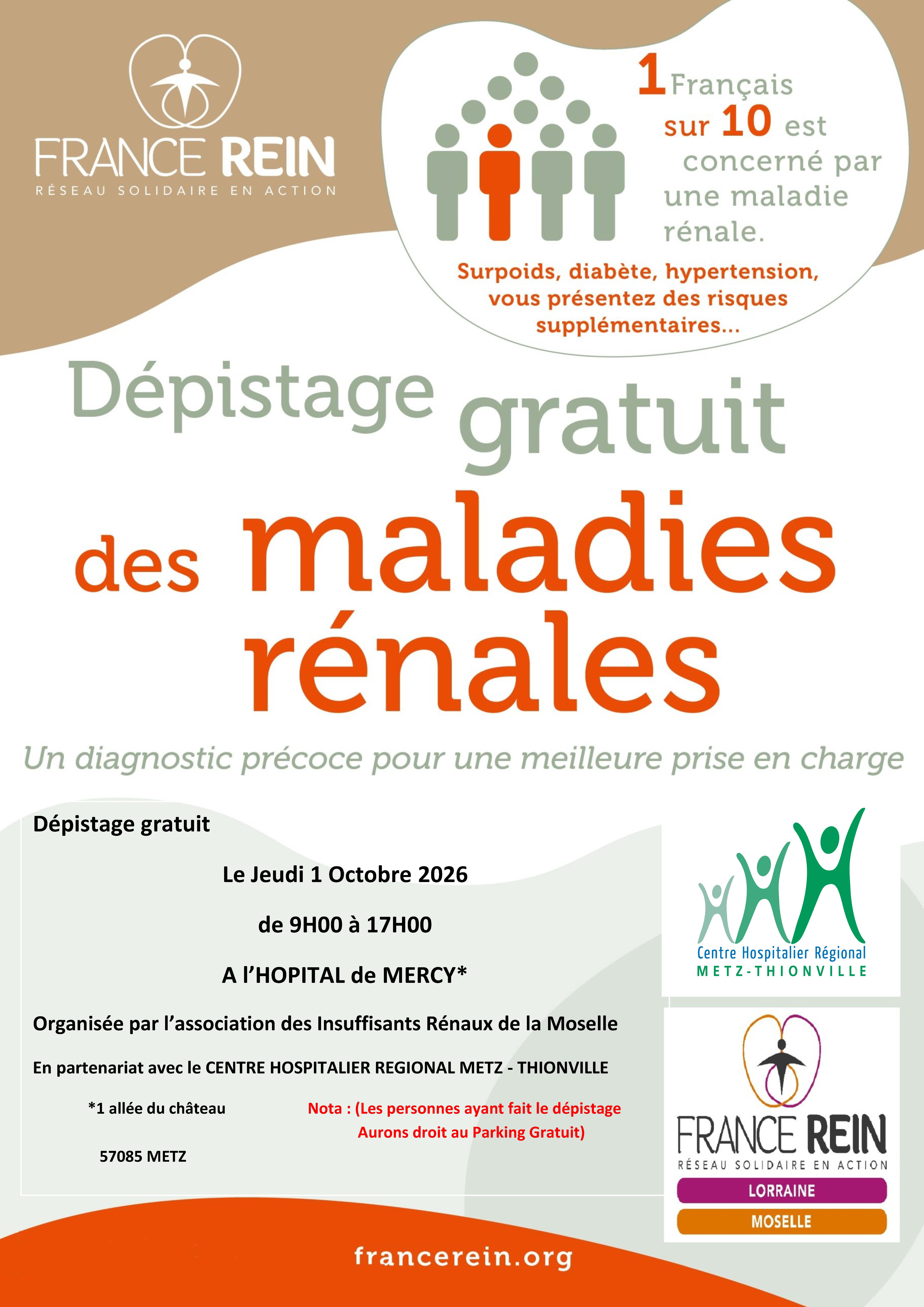 Dépistage gratuit des maladies rénales