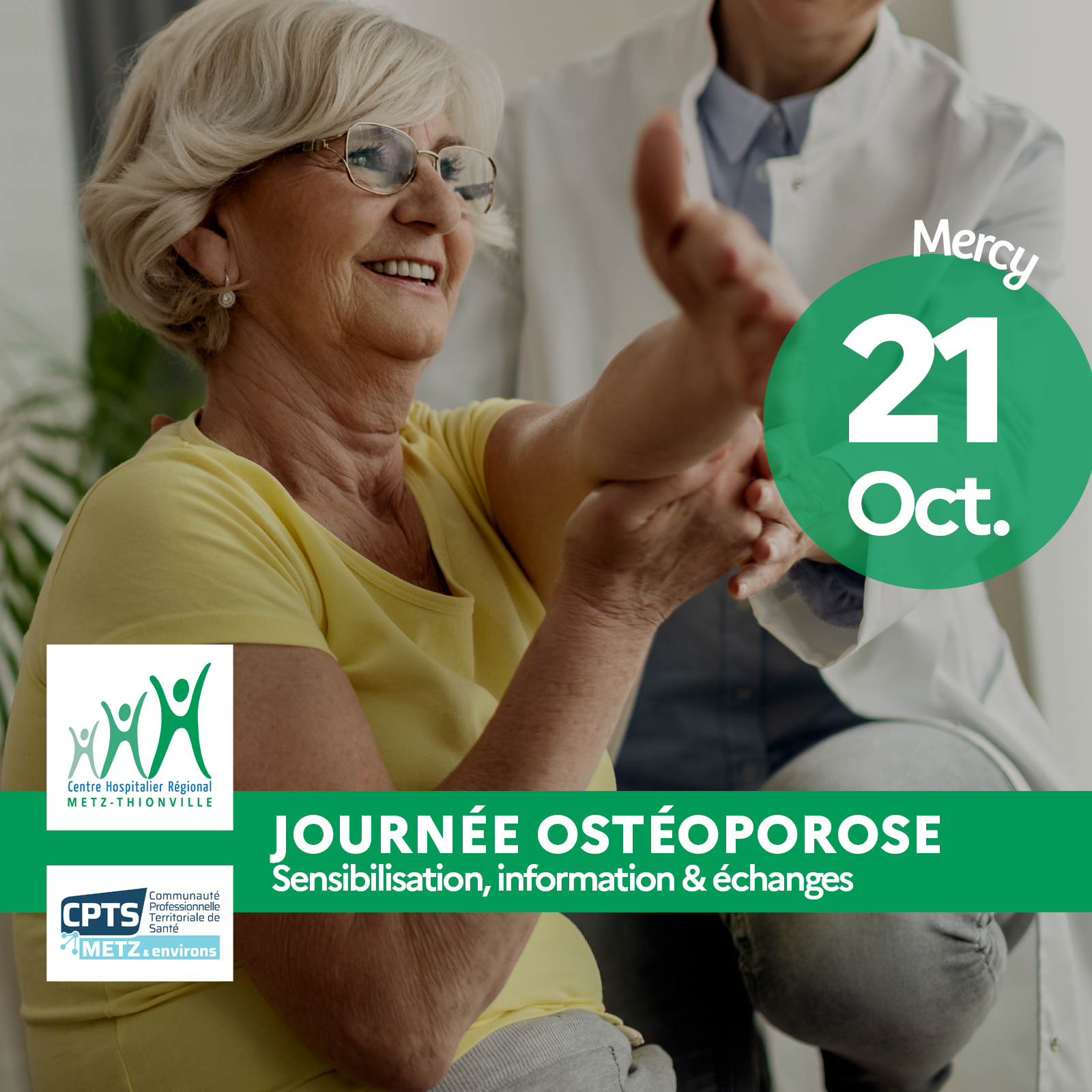 Journée de sensibilisation à l&rsquo;ostéoporose – Mercredi 21 octobre – Hôpital Mercy